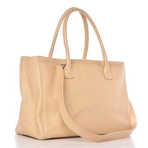 shopper chanel beige|CHANEL Calfskin Cerf Executive Shopper Tote Beige.